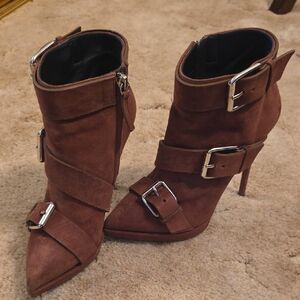 Giuseppe Zanotti Brown Suede Buckle Ankle Booties